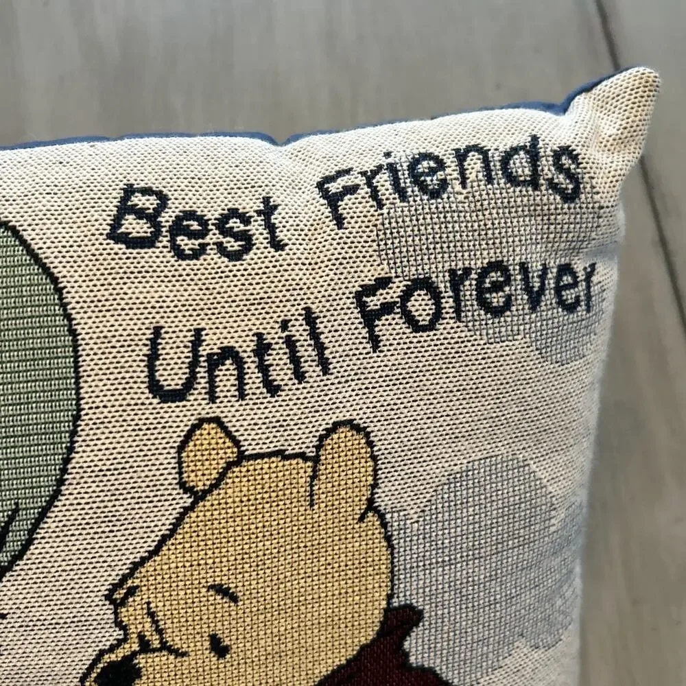 Disney Winnie the Pooh Tapestry Throw Pillow Piglet Best Friends Forever 12”x12”